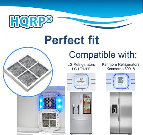 HQRP Pack of 4 Fresh Air Filters Compatible with LG LFX31935ST, LFX31945ST, LFX31995ST, LFX329345ST, LFX33975ST, LFXS30766S, LMX30995ST, LMX31985ST, LSC22991ST, LSFD2591ST Refrigerators in Saudi Arabia