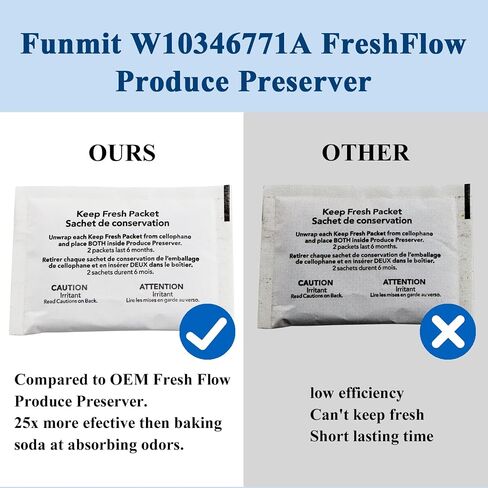 Funmit 6 Pack W10311524 AIR1 FreshFlow Air Filter and 8 Pack W10346771A Fresh Flow Produce Preserver Keep Fresh Packet Refill in Saudi Arabia