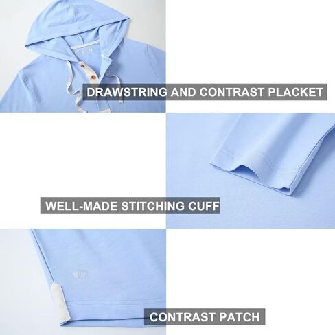 VEBOON بلوفر رجالي بغطاء للرأس رياضي بأكمام طويلة مع قلنسوة للرجال خفيف الوزن وقمصان من مزيج القطن الصلب in Kuwait