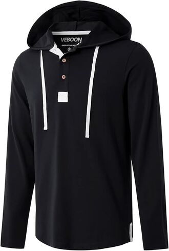 VEBOON Mens Hoodies Pullover Athletic Long Sleeve Hoody Sweatshirts for Men Lightweight Drop Cut Solid Cotton Blend Shirts in Saudi Arabia