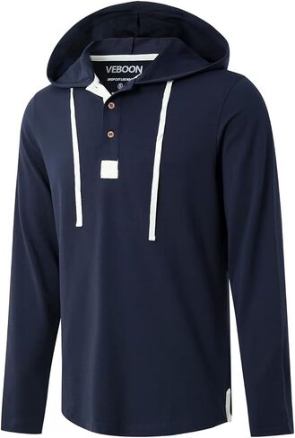 VEBOON Mens Hoodies Pullover Athletic Long Sleeve Hoody Sweatshirts for Men Lightweight Drop Cut Solid Cotton Blend Shirts in Saudi Arabia