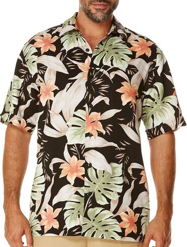 Cubavera Men's Short Sleeve 100% Rayon Point-Collar Tropical Floral Print Shirt in Saudi Arabia