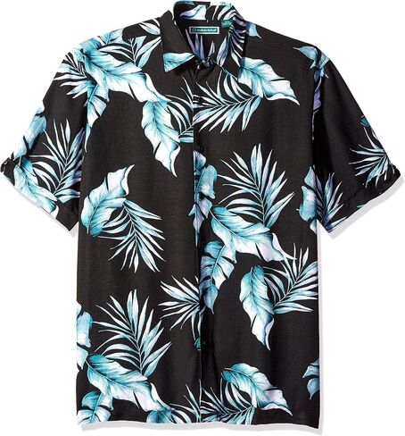 Cubavera Men's Short Sleeve 100% Rayon Point-Collar Tropical Floral Print Shirt in Saudi Arabia