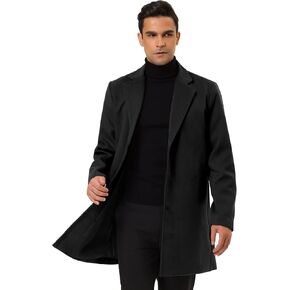 Lars Amadeus Men's Trench Coat Slim Fit Winter Notched Lapel Single Breasted Long Jacket Overcoat in Saudi Arabia