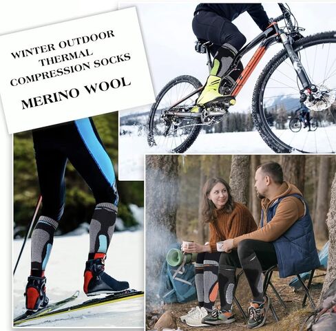 Merino Wool Ski Socks for Mens Womens Knee High Thermal Snowboarding Socks for Cold Weather in Kuwait