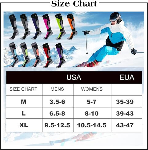 Merino Wool Ski Socks for Mens Womens Knee High Thermal Snowboarding Socks for Cold Weather in Kuwait