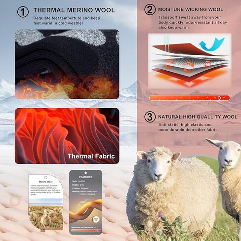 Merino Wool Ski Socks for Mens Womens Knee High Thermal Snowboarding Socks for Cold Weather in Kuwait