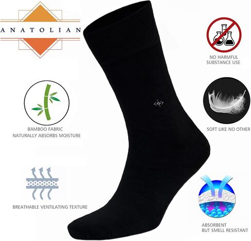 BAMBOO SOCKS Natural Comfortable Soft Classy - Made In TURKEY for Men Women Dress or Casual Footwear (Black Dozen) in Saudi Arabia