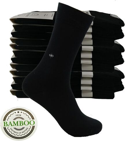 BAMBOO SOCKS Natural Comfortable Soft Classy - Made In TURKEY for Men Women Dress or Casual Footwear (Black Dozen) in Saudi Arabia