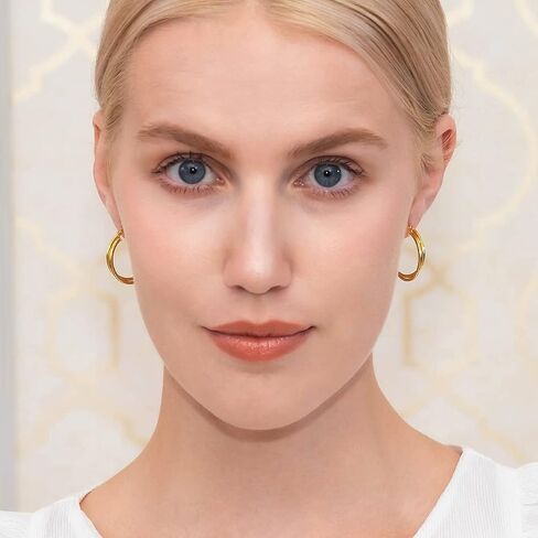 Hoops & Loops 925 Sterling Silver Intertwining Double Square Tube Two-Tone Polished Round Hoop Earrings for Women Teen Girls in Saudi Arabia