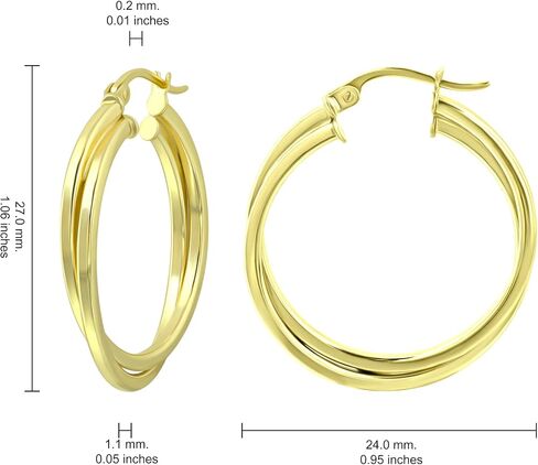 Hoops & Loops 925 Sterling Silver Intertwining Double Square Tube Two-Tone Polished Round Hoop Earrings for Women Teen Girls in Saudi Arabia