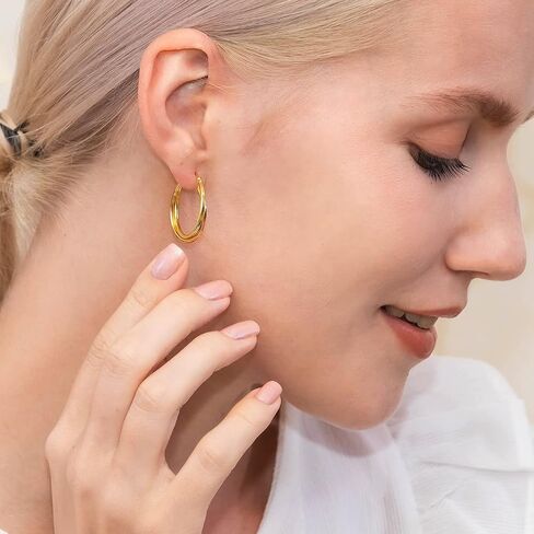 Hoops & Loops 925 Sterling Silver Intertwining Double Square Tube Two-Tone Polished Round Hoop Earrings for Women Teen Girls in Saudi Arabia