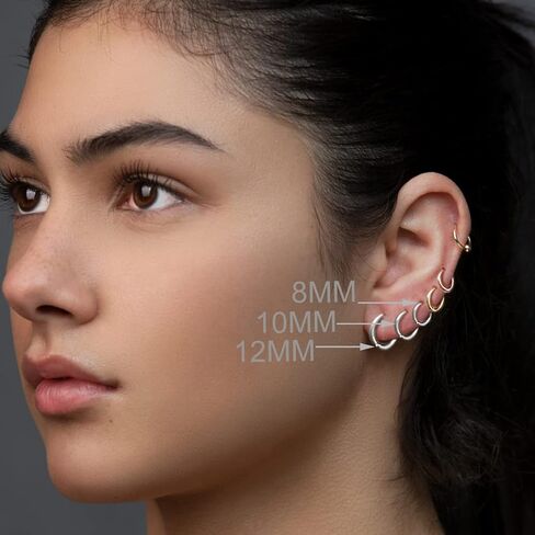 316L Stainless Steel Hoop Earrings for Women Men Tiny Cartilage Hoop Earrings Small Huggie Hinged Hoop Earrings 8/10/12MM Silver Gold Black Hoop Earrings in Saudi Arabia