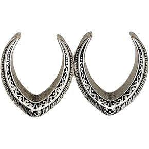 Stainless Steel Tribal Design Hemisphere Ear Plugs - Saddle Flared Gauges - 8 Sizes - Pair in Saudi Arabia