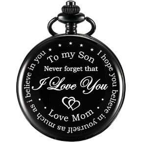 Hicarer Pocket Watch Gift for Son-Never Forget That, I Love You, Love Mom-from Mother to Son Pocket Watch with Chain in Saudi Arabia
