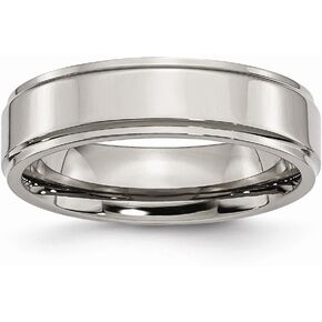 Solid Titanium Ridged Edge 6mm Plain Classic Wedding Band Ring Size 13 in Saudi Arabia