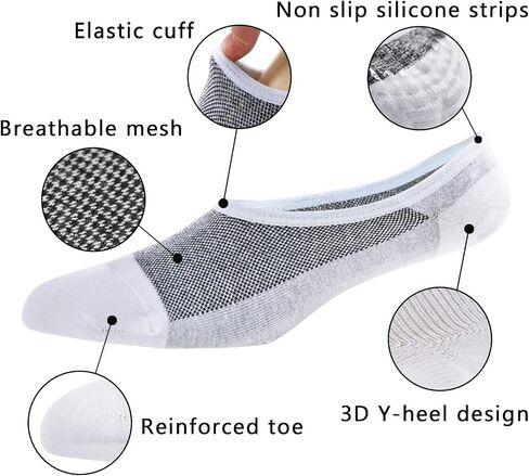 No Show Socks Men Breathable Non Slip Low Cut Socks Women Cotton Durable Invisible Socks Loafers 7-15 in Kuwait