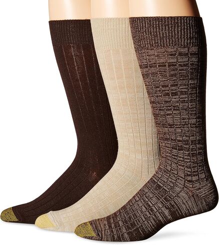 جوارب جوني مضلع للرجال من جولد تو ، 3 أزواج من الجوارب جوني ضلع الطاقم ، 3 أزواج (عبوة من 3) in Kuwait