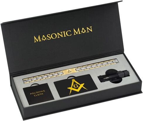 MasonicMan Black Titanium Freemasonry Masonic Bracelet with Ajusting Tool and Gift Box in Saudi Arabia