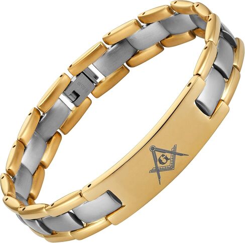 MasonicMan Black Titanium Freemasonry Masonic Bracelet with Ajusting Tool and Gift Box in Saudi Arabia
