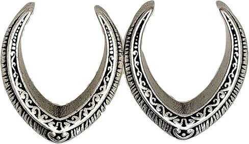 Stainless Steel Tribal Design Hemisphere Ear Plugs - Saddle Flared Gauges - 8 Sizes - Pair in Saudi Arabia