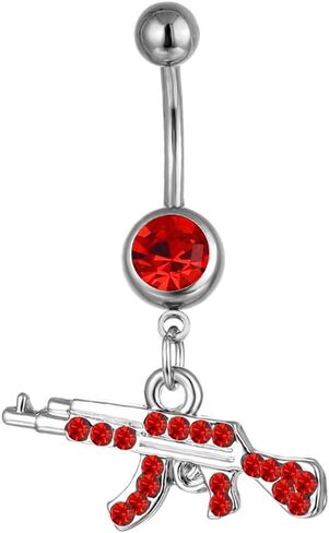 Fashion Rifle Gun Belly Button Ring for Women Men Dangle Nevel Ring Rifle Belly Button Nail Piercing Jewelry in Saudi Arabia