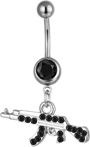 Fashion Rifle Gun Belly Button Ring for Women Men Dangle Nevel Ring Rifle Belly Button Nail Piercing Jewelry in Saudi Arabia