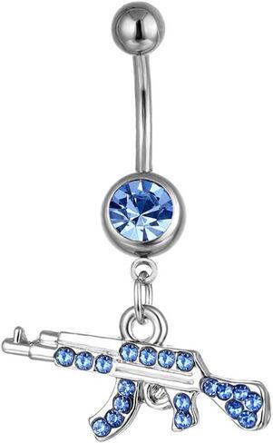 Fashion Rifle Gun Belly Button Ring for Women Men Dangle Nevel Ring Rifle Belly Button Nail Piercing Jewelry in Saudi Arabia