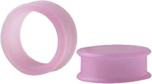 Pair 0G (8MM) PURPLE SILICONE FLAT FLARE TUNNELS Double Flare Gauges Thin Soft Flexible Flesh Plugs (2pcs) in Saudi Arabia
