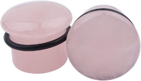 Single Flared Rose Rose Quartz Ear Gauges Plugs Tunnels Expanders Natural Stone Earrings Piercing Jewelry (00g(10mm)) in Saudi Arabia