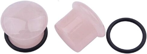 Single Flared Rose Rose Quartz Ear Gauges Plugs Tunnels Expanders Natural Stone Earrings Piercing Jewelry (00g(10mm)) in Saudi Arabia