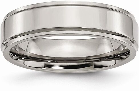 Solid Titanium Ridged Edge 6mm Plain Classic Wedding Band Ring Size 13 in Saudi Arabia