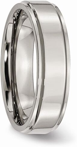Solid Titanium Ridged Edge 6mm Plain Classic Wedding Band Ring Size 13 in Saudi Arabia