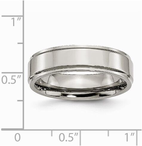 Solid Titanium Ridged Edge 6mm Plain Classic Wedding Band Ring Size 13 in Saudi Arabia