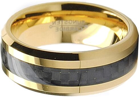 Bonndorf Men's Tungsten Carbide Ring Carbon Fiber Inlay Comfort-Fit in Kuwait