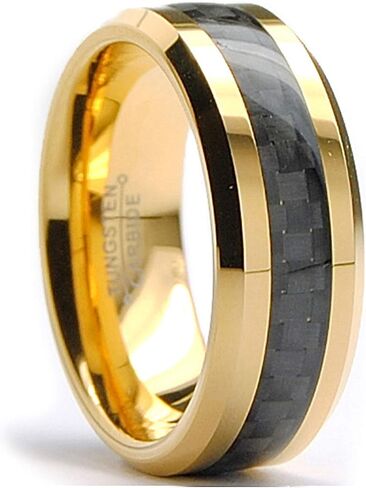 Bonndorf Men's Tungsten Carbide Ring Carbon Fiber Inlay Comfort-Fit in Kuwait