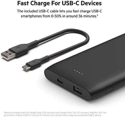 Belkin USB-C Power Bank 10K, Fast Charging Portable Battery Pack w/USB-C + USB Ports-White & 40W Dual Port USB C Wall Charger-USB Type C Charger Fast Charging-USBC Charger in Saudi Arabia