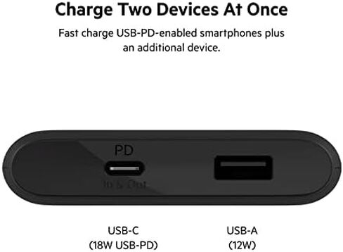 Belkin USB-C Power Bank 10K, Fast Charging Portable Battery Pack w/USB-C + USB Ports-White & 40W Dual Port USB C Wall Charger-USB Type C Charger Fast Charging-USBC Charger in Saudi Arabia