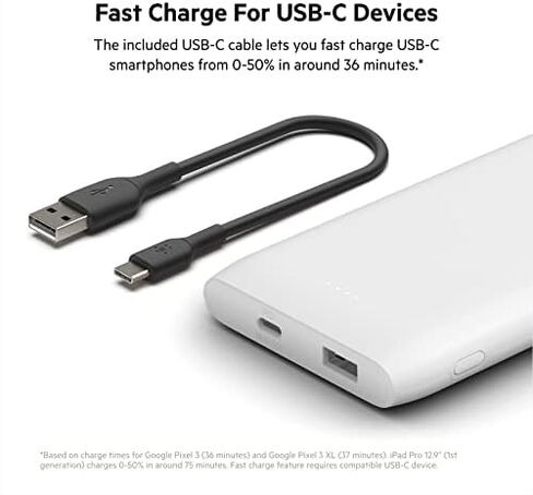 Belkin USB-C Power Bank 10K, Fast Charging Portable Battery Pack w/USB-C + USB Ports-White & 40W Dual Port USB C Wall Charger-USB Type C Charger Fast Charging-USBC Charger in Saudi Arabia