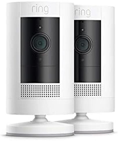 Ring Outdoor Cam (Stick Up Cam) | Weather-Resistant Outdoor Camera, Live View, Color Night Vision, Two-Way Talk, Motion alerts, Works with Alexa | White in Kuwait