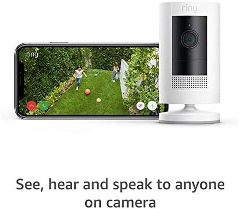 Ring Outdoor Cam (Stick Up Cam) | Weather-Resistant Outdoor Camera, Live View, Color Night Vision, Two-Way Talk, Motion alerts, Works with Alexa | White in Kuwait