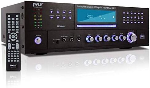 Pyle 4-Channel Home Theater Bluetooth Amplifier Receiver - 3000 Watt Stereo Speaker Home Audio Receiver w/ Radio, USB, 2 Microphone w/ Echo for Karaoke, CD DVD Player, LCD, Rack Mount - Pyle PD3000BT in Kuwait