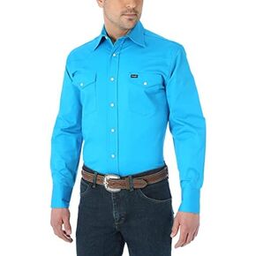 Wrangler Men's Big & Tall Western Premium Performance Advanced Comfort Workshirt,Blue,Large Tall in Saudi Arabia