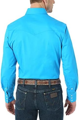 Wrangler Men's Big & Tall Western Premium Performance Advanced Comfort Workshirt,Blue,Large Tall in Saudi Arabia