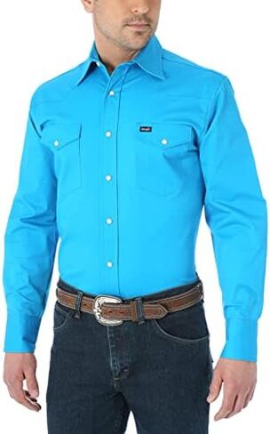 Wrangler Men's Big & Tall Western Premium Performance Advanced Comfort Workshirt,Blue,Large Tall in Saudi Arabia