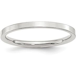 Solid 925 Sterling Silver 2mm Comfort Fit Flat Wedding Band