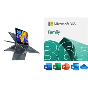 ASUS ZenBook Flip 13 OLED Ultra Slim 2 في 1 كمبيوتر محمول 13.3 بوصة OLED FHD تعمل باللمس، Intel Evo Platform Core i7-1165G7، Windows 11، Pine Gray مع Microsoft 365 Family | اشتراك لمدة 15 شهرًا | تنزيل الكمبيوتر الشخصي in Kuwait