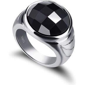 925 Sterling Silver Men Black Onyx Ring Square Circular Agate Signet Ring For Woman Index Finger Ring Sizes 6 to 13 For Band Mans Boys Jewelry Gift For Him in Saudi Arabia