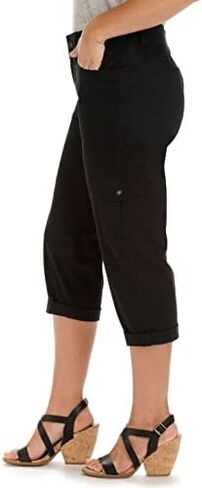 Lee womens Relaxed Fit Austyn Knit Waist Cargo Capris (Plus) jeans, Café, 16 Plus Medium in Saudi Arabia
