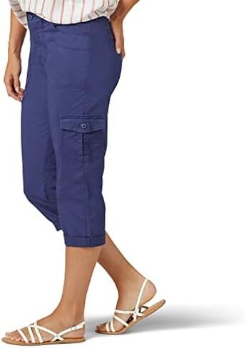 Lee womens Relaxed Fit Austyn Knit Waist Cargo Capris (Plus) jeans, Café, 16 Plus Medium in Saudi Arabia
